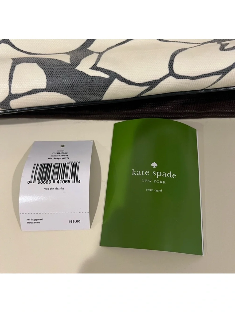 kate spade Black and Cream Floral Canvas Tote